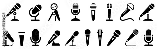 microphone icon set for podcast karaoke