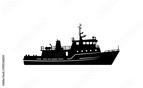 Modern Research or Patrol Vessel Vector Illustration