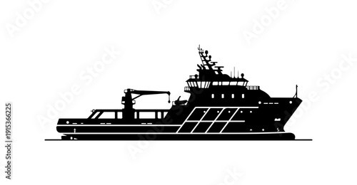 Modern Research or Supply Ship Vector Illustration