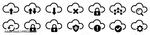 cloud sync icons upload download vector