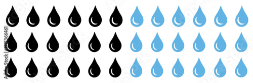 water drop icons outline vector set