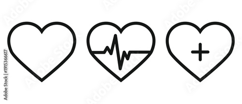 Heartbeat line icon. Heart shape with pulse line. Vector illustration. 