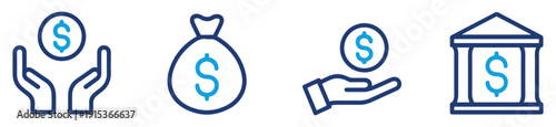 piggy bank savings money icon set