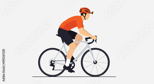 Man riding a bicycle wearing helmet and sports clothing.