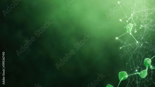 Abstract Green Leaves with Network Structure and Soft Background