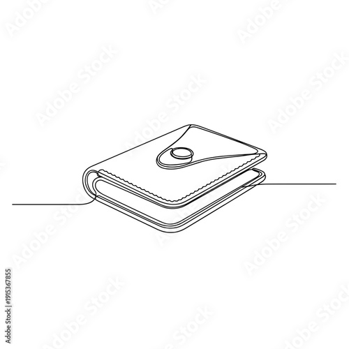 Closed leather wallet outline in minimalist black line style