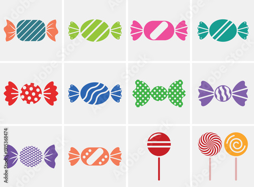 Colorful Candy and Lollipop Sweet Treat Illustration