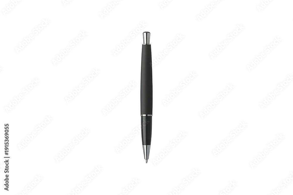 Fototapeta premium Elegant black ballpoint pen with chrome accents isolated for corporate business and stationery design