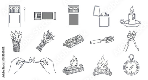 Ignition and Fire Starting Tools - Line Art Collection