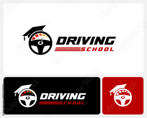 driving school logo design vector illustration