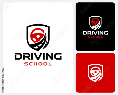 driving school logo design vector illustration