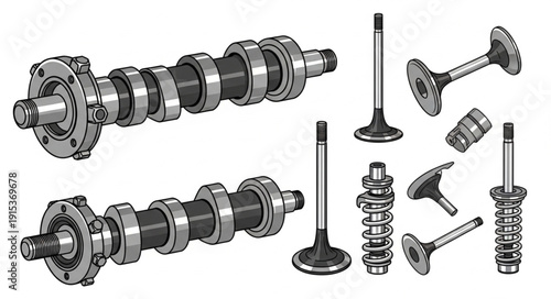 Crankshaft and Engine Valves Parts.