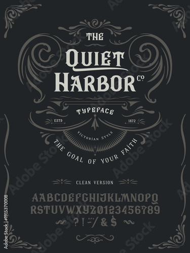 Font The Quiet Harbor. Vintage design.