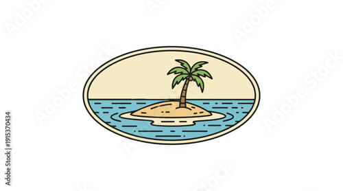 Island scene palm tree vector illustration design