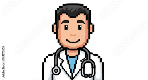 Smiling Doctor with Stethoscope Around Neck.