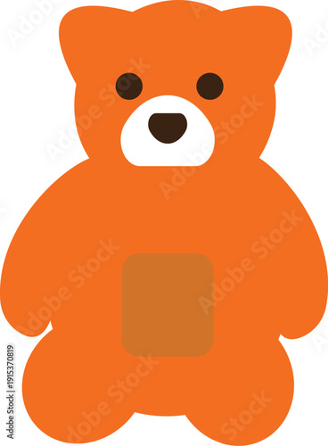 Cute Orange Teddy Bear, Simple Flat Cartoon Illustration 