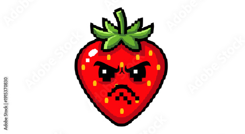 Angry Strawberry Emoji with Frowning Face.