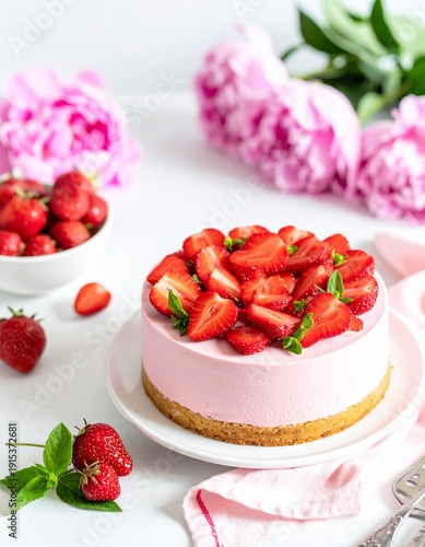 Erdbeertorte mit Pfingstblumen