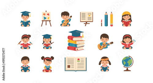Children in various educational activities.
