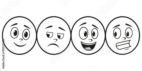 Valokuva Four distinct faces depicting a range of human emotions and expressions Vector