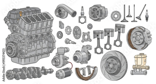 Mechanical Engine Parts Components Machinery.