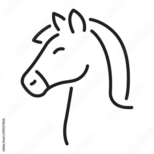 horse simple line vector icon
