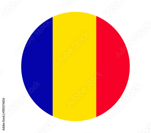 Free Download Romania flag icon in a circle with shadow, national symbol for country, vector illustration, patriotic concept. - GFXLoad