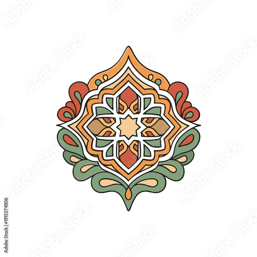 Colorful Geometric Floral Design Pattern.