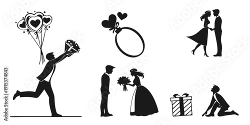 A collection of silhouettes depicting various activities and hobbies. Vector