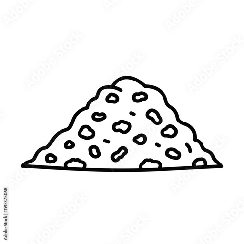 Illustration of a pile of tea granules isolated on a white background with bold black outlines
