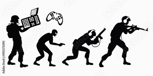 Evolution of technology from ancient tools to modern gadgets and weapons Vector