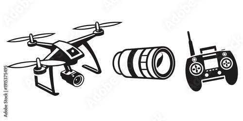 Drones and robotics technology showcasing modern advancements in automation Vector