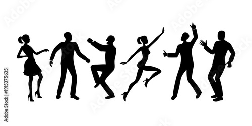 A diverse group of people dancing together in a lively and energetic manner Vector