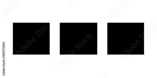 Three black squares aligned horizontally on a white background Vector