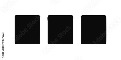Three black squares arranged in a horizontal line on a white background Vector