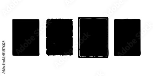 Four black rectangular objects arranged in a row against a white background Vector