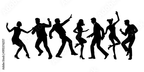 A diverse group of people dancing together in a lively celebration Vector