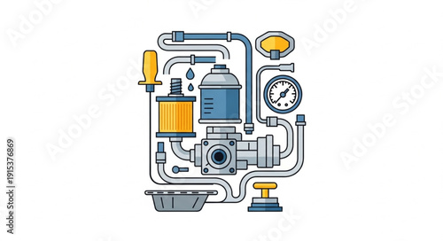 Industrial Machinery Pipes and Valves System.