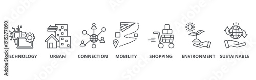 Smart city banner web icon vector illustration concept