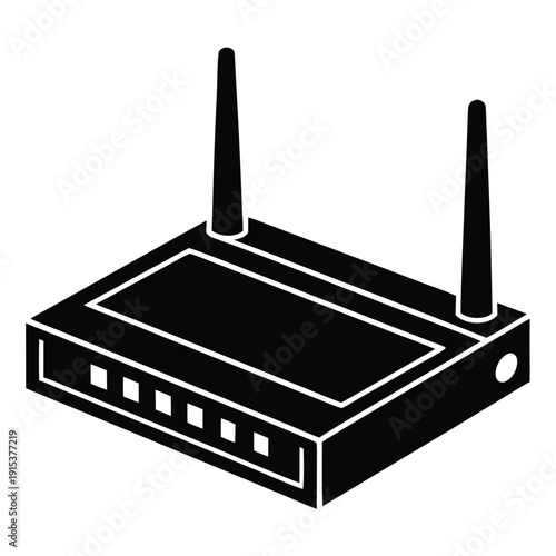 Set of four wireless router icons in different artistic styles including hand-drawn sketch, simple line art, solid glyph, and flat color for representing internet connectivity