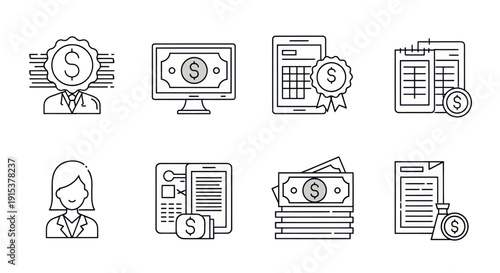 Financial Icons Set: Money, Business, Accounting, Finance & Investment