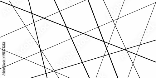 Abstract composition of intersecting black lines on a white background
