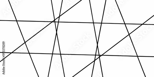 Abstract geometric pattern of intersecting black lines on a white background
