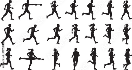 Professional Business Team Icon and Meeting Silhouette Set - Corporate Group User Avatars and People Sitting at Conference Table