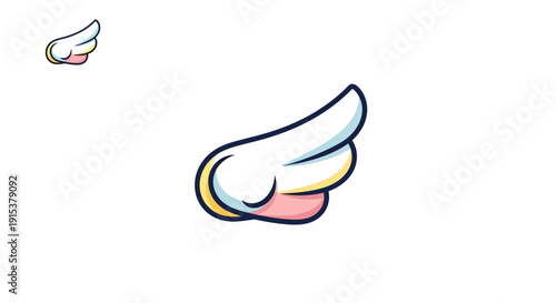 Charming single cartoon wing illustration, conveying freedom and airy gracefulness