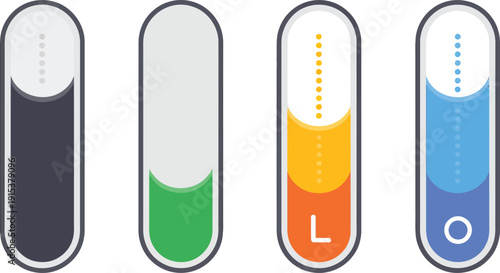 Illustration of four battery indicators with different charge levels