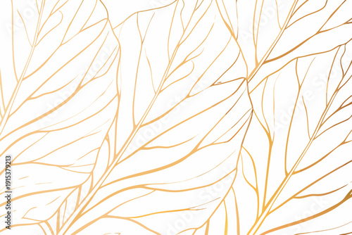 Abstract golden lines resembling bare branches against a white background