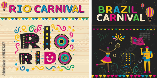 Colorful graphic design showcasing the vibrant rio carnival in brazil