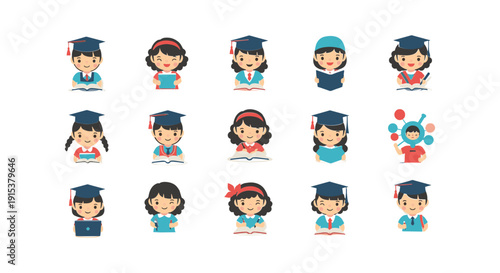 Diverse group of young cartoon people.