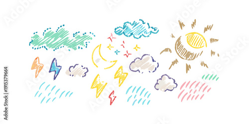 Canvas Print A vibrant illustration of various weather elements and natural phenomena Vector